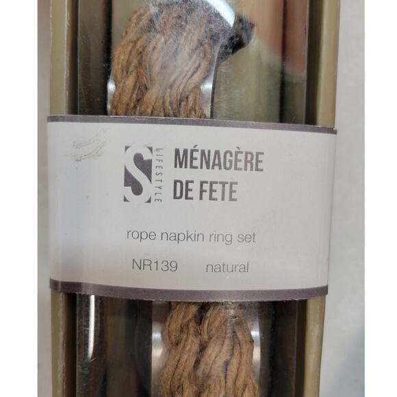 Aluminum Napkin Rings with Rope Design (Set of 8), 2" x 2", Natural - Picture 4 of 6